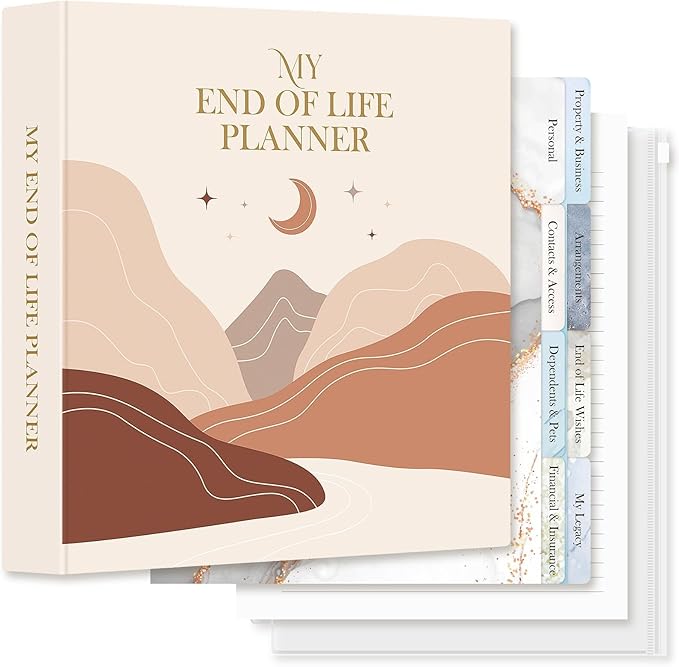 Lanpn End of Life Binder - 8.5x11, Final Wishes & Estate Document Folder with 8 Dividers & 10 Letter Size Binder Pockets, Death Planner Organizer, When I Die Journal Before Death Life Plan Book