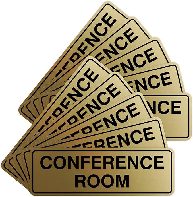 Standard Conference Room Sign - Brushed Gold - Small 10 Pack