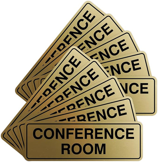 Standard Conference Room Sign - Brushed Gold - Small 10 Pack