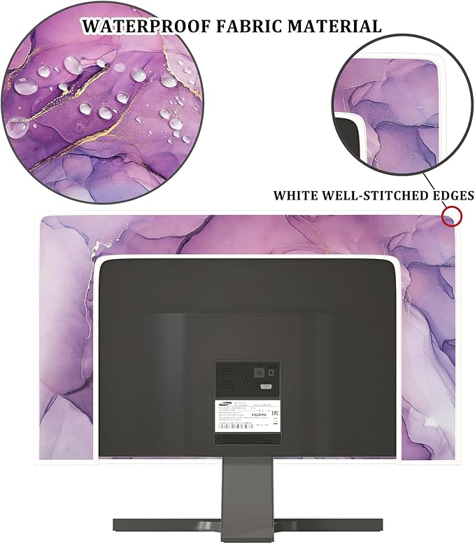 Baocicco Fashion Violet Marble Waterproof TV Dust Cover 65 Inch Anti-Static Dustproof Creative Design TV Screen Cover TV Screen Covers Sleeve Compatible with PC Desktop and TV LED LCD OLED