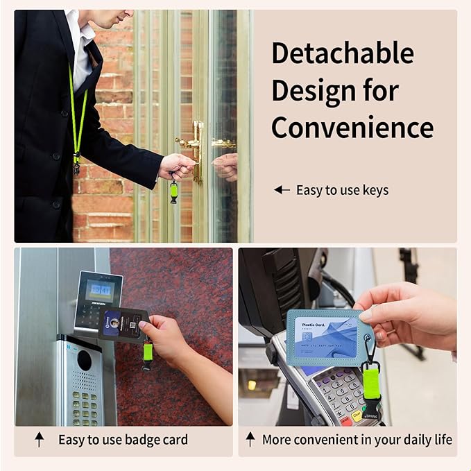 Fishent Breakaway Neck Lanyards for ID Badges, Adjustable Durable Heavy Duty Lanyard with Detachable Buckle for Keys Holder (Neon)