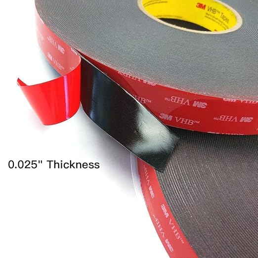 3M Double Sided Mounting Tape 2 Pack 2" Width 5925 VHB Black Foam Tape High Bond Waterproof Heavy Duty Strong Adhesive Tape Thick 0.025in Fastener Replace Décor Frame Logos