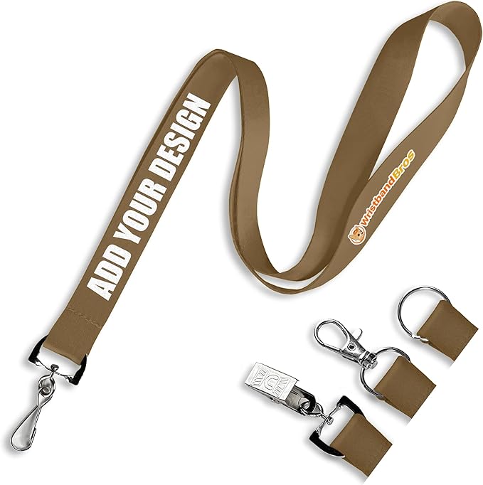 Wristband Bros Custom Lanyards For ID Badges, Keys & More | Add Text & Logos | Choose Your Attachment | Bulk Quantities For Events