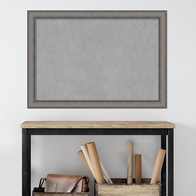Amanti Art Grey Framed Magnetic Board 28x40 Large Vision Board for use with Magnets, 100% Metal Sheet to Display Items as Office Decor or for Home Organization in mudroom, Kitchen or Kids Room