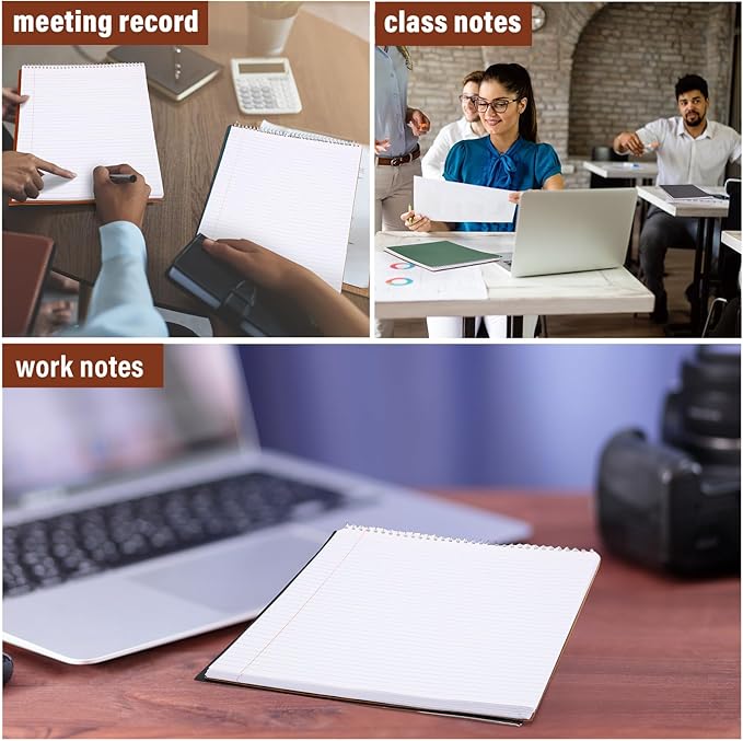 Maitys 6 Pcs Legal Pad Steno Spiral Notebook 8.5" x 11" Top Bound Spiral Pads Hard Cover College Ruled Notepad 70 Sheet Pad for School Office University Home(Chic Color,Modern Style)