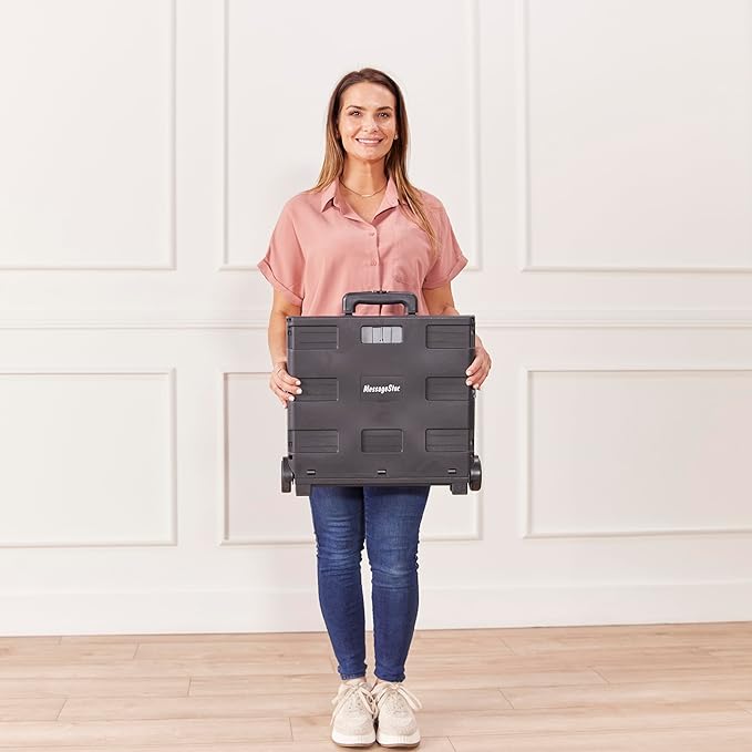 ECR4Kids Universal Rolling Cart with Canvas Organizer Bag, Mobile Storage, Blue/Grey