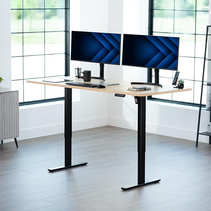 VIVO Electric 71 x 36 in Standing Desk, Memory Height Adjustment, 1B Series, Holds 220 lbs, Light Wood Top Black Frame, DESK-KIT-1B7C-36