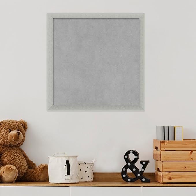Amanti Art Silver Framed Magnetic Board 18x18 Small Vision Board for use with Magnets, 100% Metal Sheet to Display Items as Office Decor or for Home Organization in mudroom, Kitchen or Kids Room