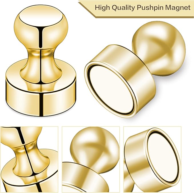 LOVIMAG Fridge Magnets 20Pcs Refrigerator Whiteboard Small Strong Magnet Classroom Kitchen Accessories Decorative Locker Set Decor Must Haves Office Calendar Refrigerador Magnetic Cute Crafts Gold