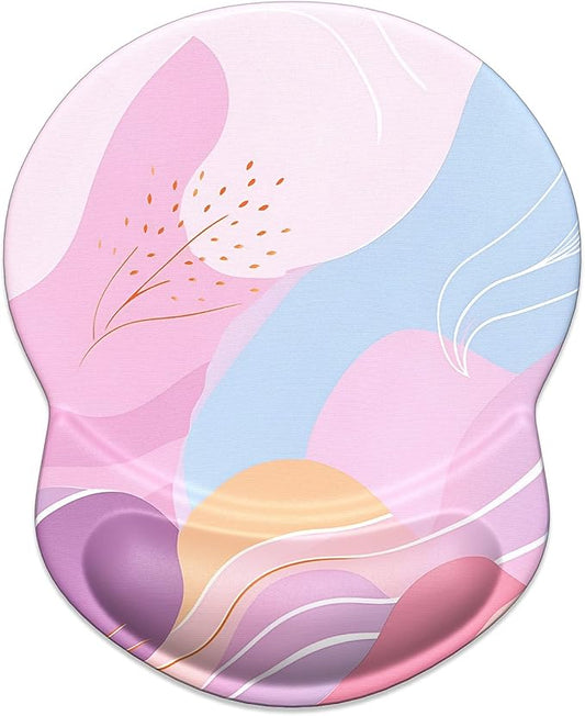 ITNRSIIET Ergonomic Mouse Pad with Gel Wrist Support Small Wrist Rest Smooth Surface Non-Slip PU Base Comfortable Office Supplies Pain Relief, 8.7 x 7.2 inches, Art Style Pattern