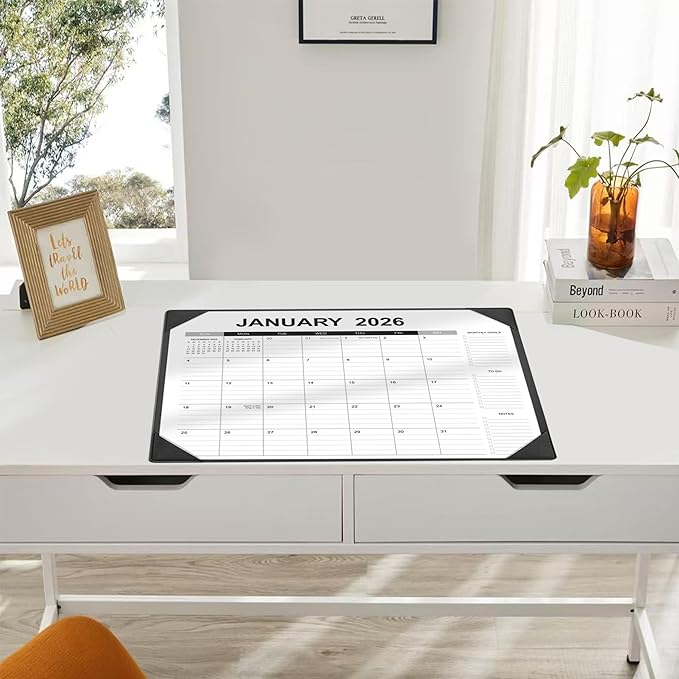 Desk Calendar 2026-2027 with Desk Mat – 22" x 17" Large Desk Pad Calendar Runs from January 2026 to June 2027, Office Supplies Desktop Calendar with To-Do, Notes & Goals Sections, for Office Planning or Organizing