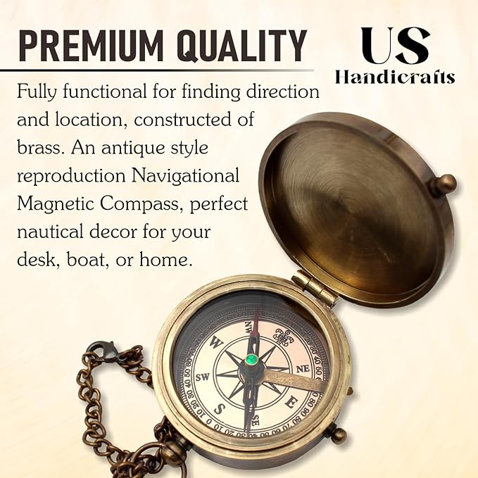Be Strong and Courageous, Do Not Be Afraid Brass Engraved Compass with Stamped Wooden Case – Inspirational Birthday, Confirmation, and Baptism Gifts