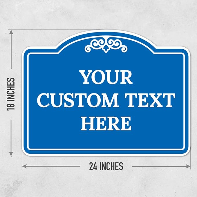 Custom Decorative Sign, Personalized Metal Sign for Business, Driveway, Home, Airbnb, Office Door Plaque, Blue Background Sign, 18x24 Inches, ACM, Fade Resistant, Made in USA by Sigo Signs