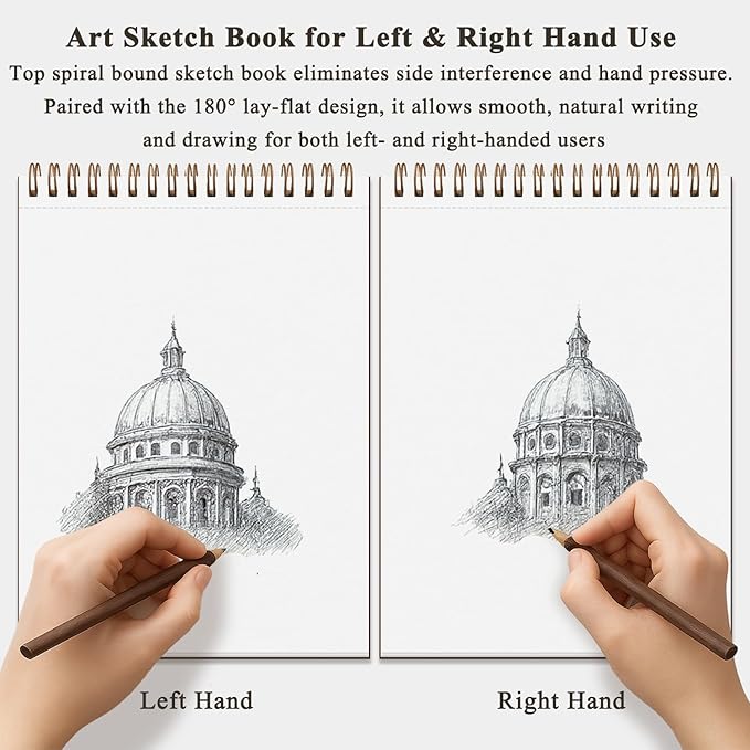 9 x 12 inches Sketch Book, Top Spiral Bound Sketch Pad, 4 Pack 100 Sheets Each (68lb/100gsm), Acid Free Art Sketchbook Artistic Drawing Painting Writing Paper for Kids Adults Beginners Artists