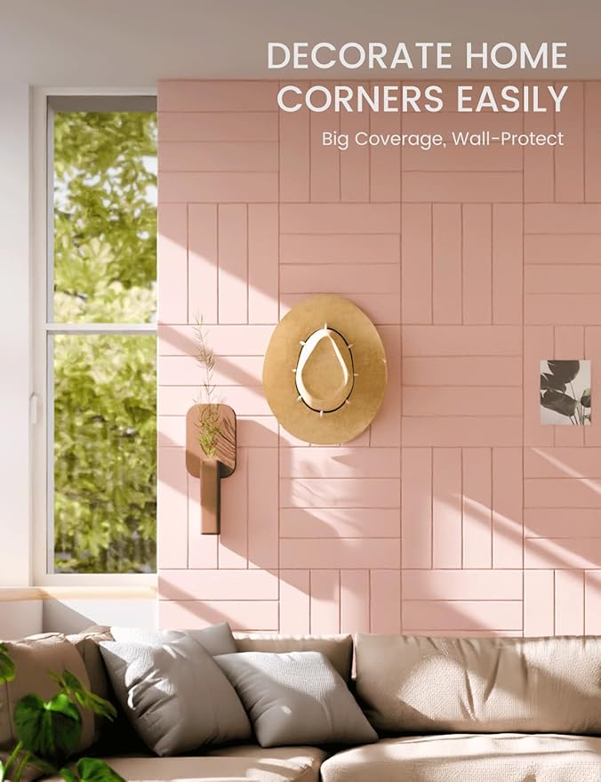 Fluxynara Felt Bulletin Board Tiles Large 48" x 36" Cork Board Alternative-12 Pack with 70 Adhesive Tabs, Thick Slat Wall Panels for Office Decor, Push Pin Board Wall Organizer Alternative -Pink