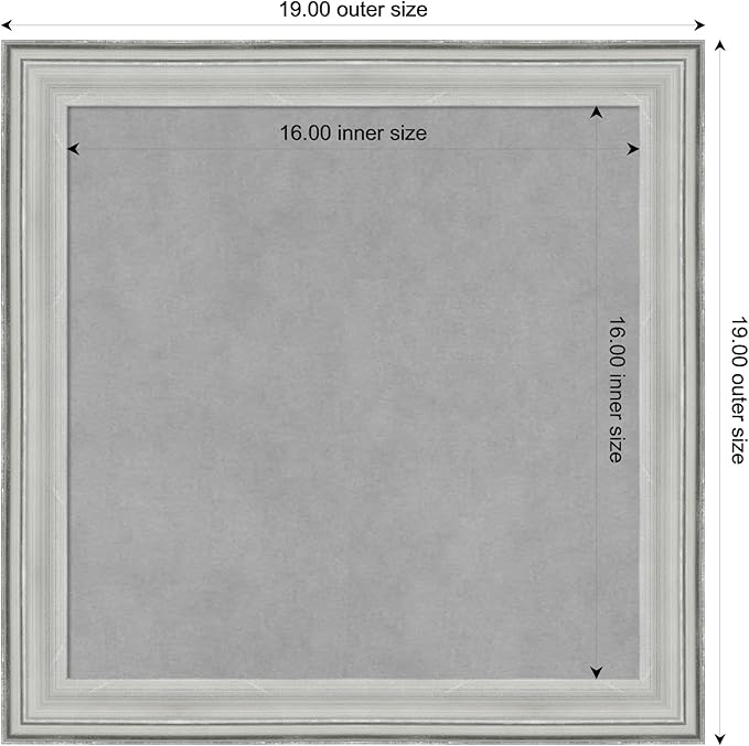 Amanti Art Silver Framed Magnetic Board 19x19 Small Vision Board for use with Magnets, 100% Metal Sheet to Display Items as Office Decor or for Home Organization in mudroom, Kitchen or Kids Room