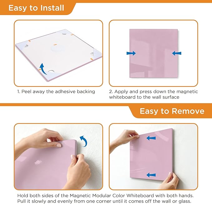 Comix Magnetic Dry Erase Board, 6 Pack, 11.8 x 11.8 Inches, Modular Whiteboard for Fridge, Office and Home, Small White Board Dry Erase Set for Kids, Students, Kitchen Organizer and Planner, Pink