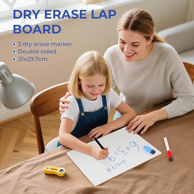 Nicpro 9 x 12 inches Lapboard Small Dry Erase Lap Board Double Sided with 3 Water-Based Pens Learning Mini Whiteboard Portable for Kid Student and Classroom Use