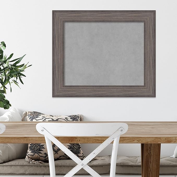 Amanti Art Grey Framed Magnetic Board 21x25 Small Vision Board for use with Magnets, 100% Metal Sheet to Display Items as Office Decor or for Home Organization in mudroom, Kitchen or Kids Room