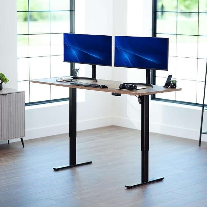 VIVO Electric 71 x 30 in Standing Desk, Memory Height Adjustment, 1B Series, Holds 220 lbs, Reclaimed Wood Top Black Frame, DESK-KIT-1B7P