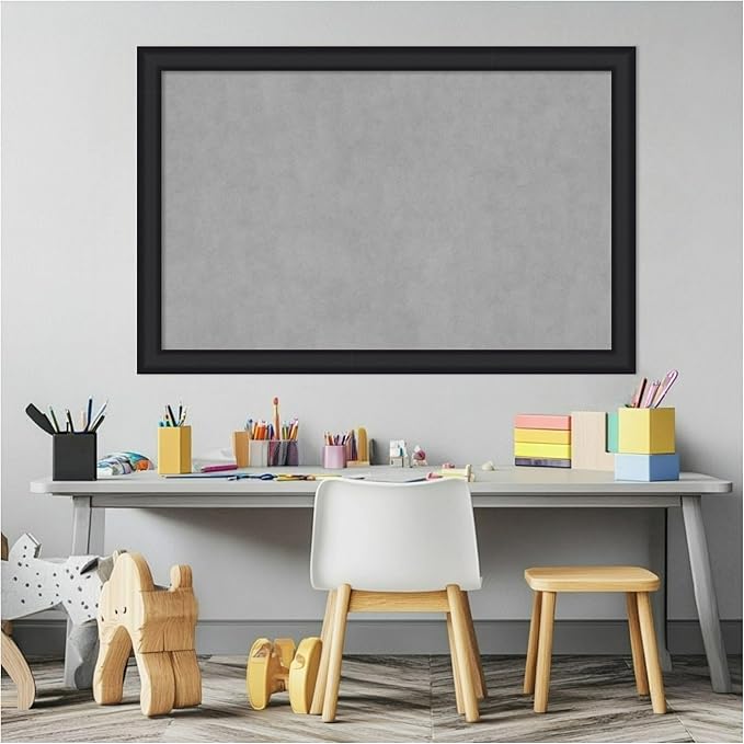 Amanti Art Black Framed Magnetic Board 23x35 Large Vision Board for use with Magnets, 100% Metal Sheet to Display Items as Office Decor or for Home Organization in mudroom, Kitchen or Kids Room