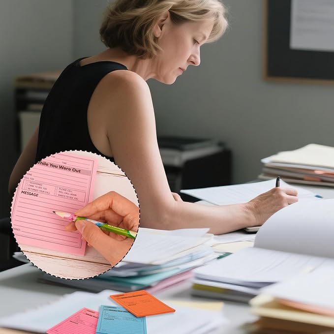 9 Pieces Phone Message Pads for Office, Big Sticky Notes for Wall, Assorted Colors Funny Office Sticky Notes, Urgent While You were Out Message Pad, Work Call, Teacher Supplies No Black Frame