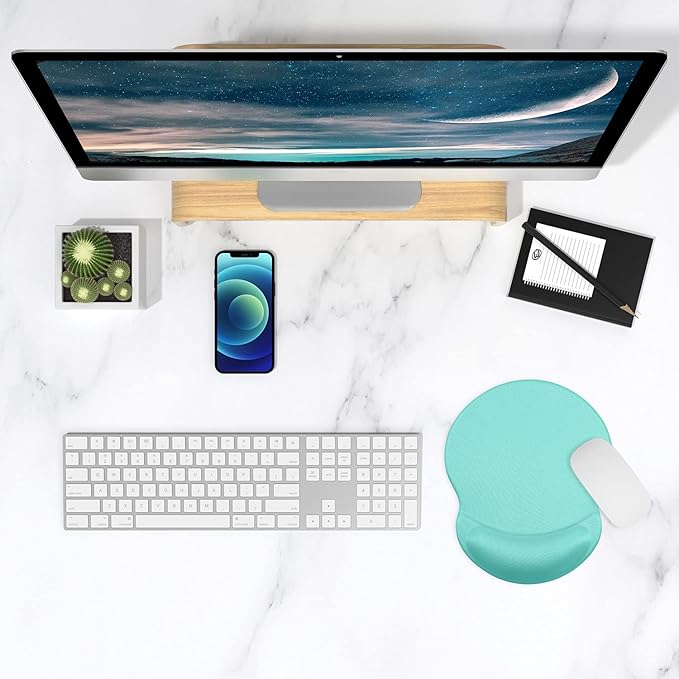 ITNRSIIET Ergonomic Mouse Pad with Gel Wrist Support Small Wrist Rest Smooth Surface Non-Slip PU Base Comfortable Office Supplies Pain Relief, 8.7 x 7.2 inches, Green