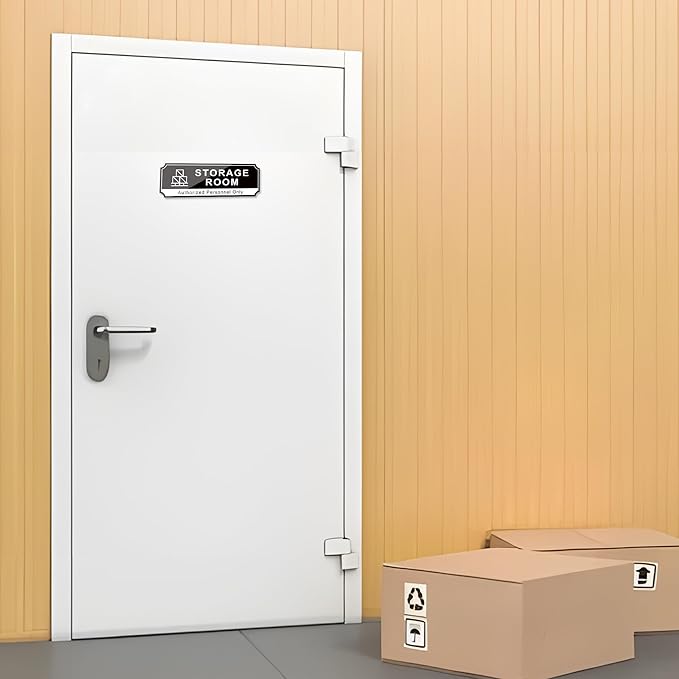 Storage Room Door Sign for Business, Self-Adhesive Durable Modern Storage Room Sticker, UV and Weather Resistant Authorized Personnel Only Signs for Home, Business, Restaurants, Private Area