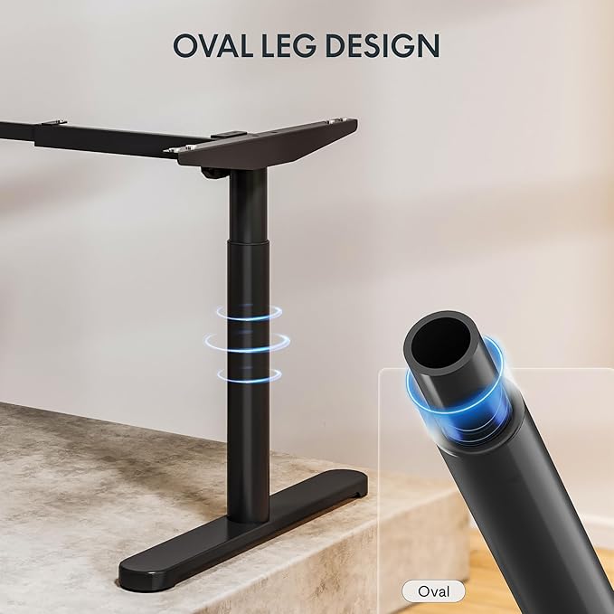 FLEXISPOT Bamboo Electric Standing Desk with Elegant Oval Legs & Curved Desktop, 55"x28" Height Adjustable Desk for Home Office & Living Spaces, Black Frame