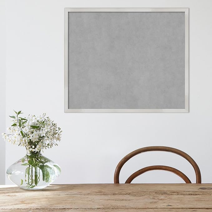 Amanti Art Silver Framed Magnetic Board 21x25 Medium Vision Board for use with Magnets, 100% Metal Sheet to Display Items as Office Decor or for Home Organization in mudroom, Kitchen or Kids Room