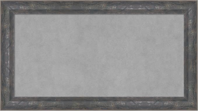 Amanti Art Grey Framed Magnetic Board 15x27 Small Vision Board for use with Magnets, 100% Metal Sheet to Display Items as Office Decor or for Home Organization in mudroom, Kitchen or Kids Room
