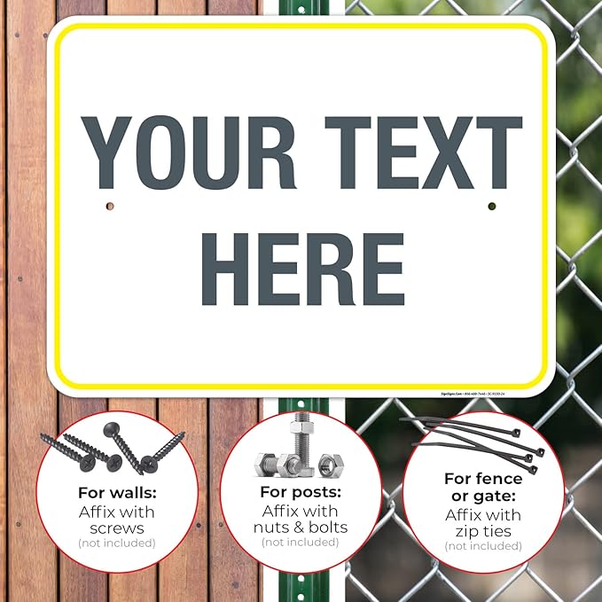 Personalized Custom Customize for Office, Business, Workplace, Home, Airbnb, Delivery Yellow Sign, 18x24 Inches, Rust Free .063 Aluminum, Fade Resistant, Made in USA by Sigo Signs