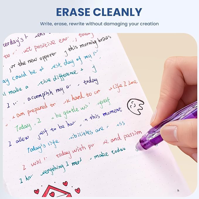 ParKoo Erasable Gel Pens, 15 Colors Retractable Erasable Pens Clicker, Fine Point 0.7mm, Make Mistakes Disappear, Assorted Color Inks for Drawing Coloring Writing Planner