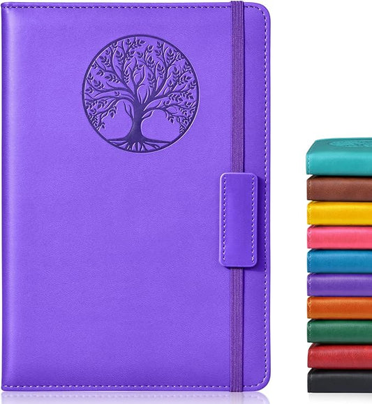 Biuwory Lined Journal Notebook for Women Men,256 Pages A5 Hardcover Leather Journals for Writing,Travel,Business,Work & School,College Ruled Notebooks for Note Taking,Diary Notepad 5.7"×8.3" purple