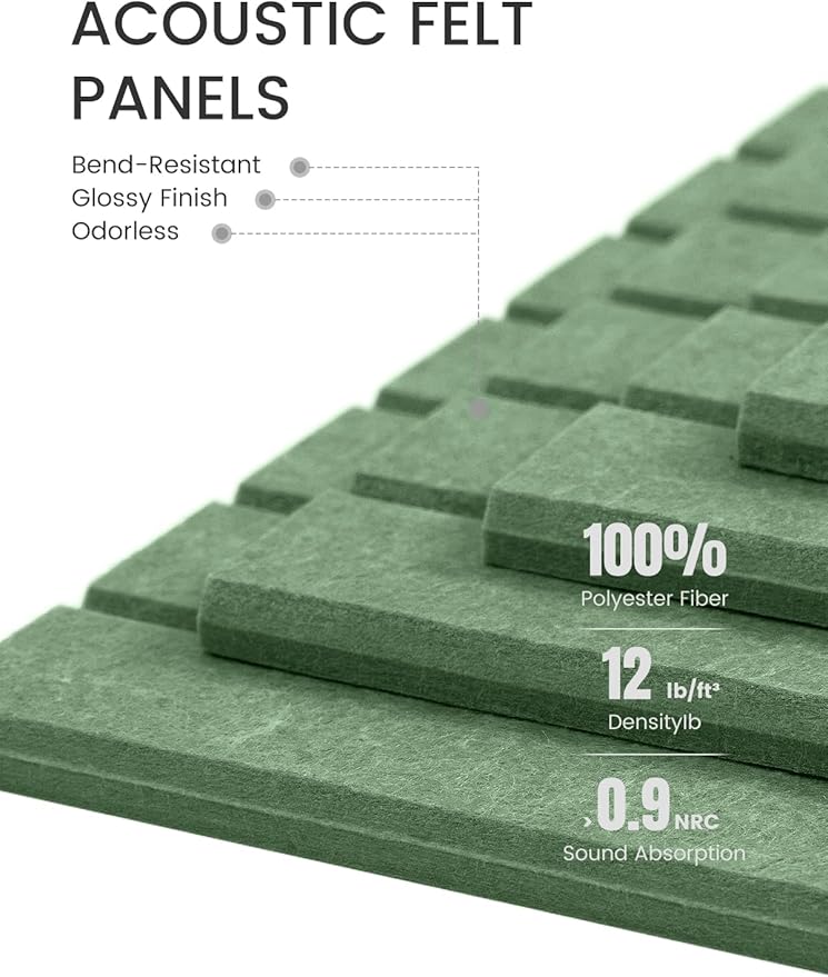 Large Felt Bulletin Board 48" x 36" Cork Board Alternative-12 Pack with 70 Safe Removable Adhesive Tabs, Cork Boards for Walls Cork Board for Home Office Classroom Pin Board-Moss Green