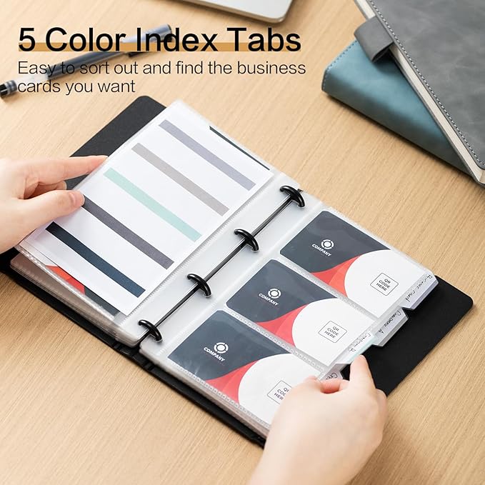 deli Business Card Book Holder, Business Card Organizer, Name Card Book Holder, Portable Office Business Card Holder, Hold 180 Cards, Black
