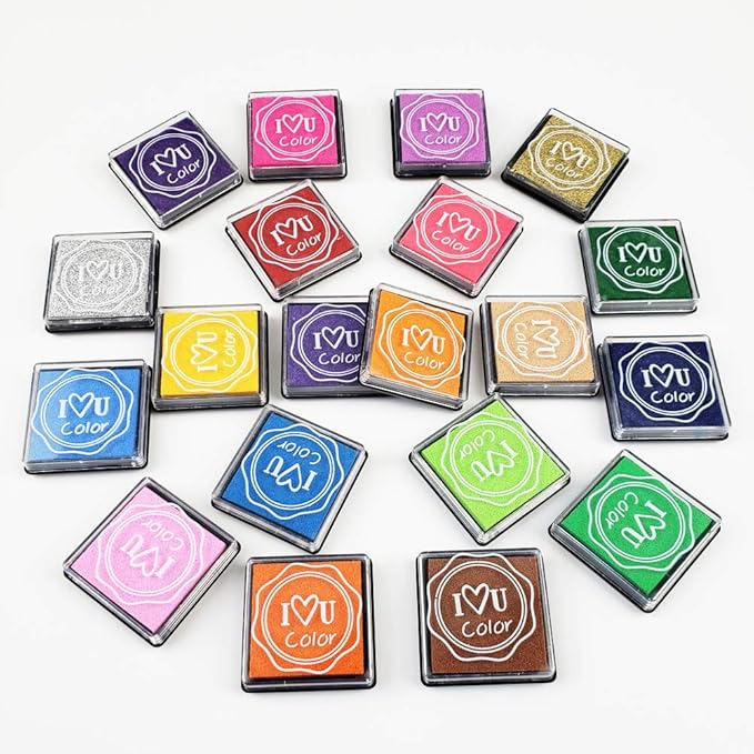 GTLZLZ Ink Pads for Kids, 20 Colors Craft Ink Pad, Washable Finger Ink Pads for Stamps, Paper, Scrapbooking, Wood Fabric