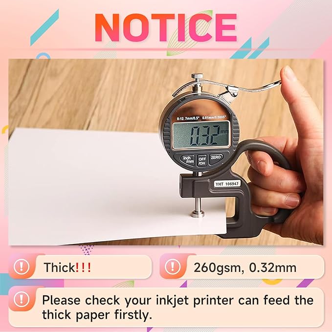 HARtwii 110 Sheets Thick Double Side Glossy Photo Paper 8.5x11 Inches 69lbs for Inkjet Printers and Dye Ink 260Gsm Suitable for Inkjet Printing Printer
