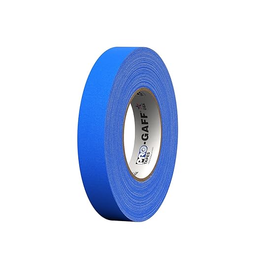 1" Width ProTapes Pro Gaff Premium Matte Cloth Gaffer's Tape With Rubber Adhesive, 11 mils Thick, 55 yds Length, Electric Blue (Pack of 1)