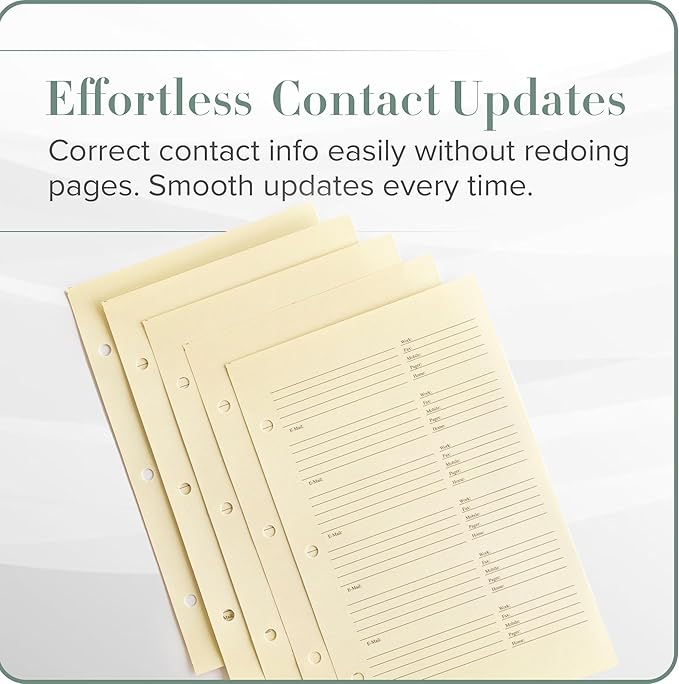 Gallery Leather Address Book Correction Labels - Self-Adhesive, Sticky, 5 Sheets, 30 Sticker Records, for Easy and Clean Contact Updates