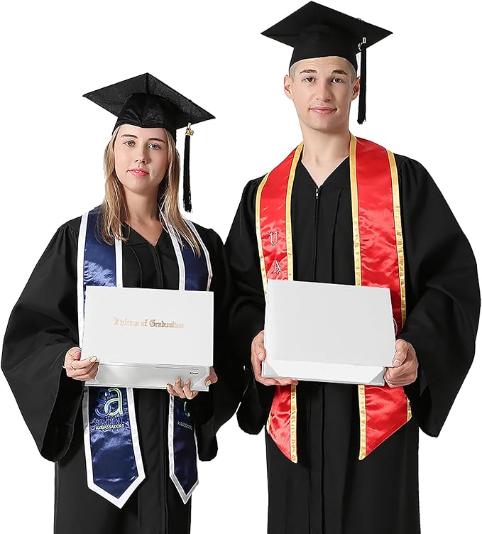 GraduationMall 8.5"x11" Smooth Padded Diploma Cover Certificate Holder White,2-Packs