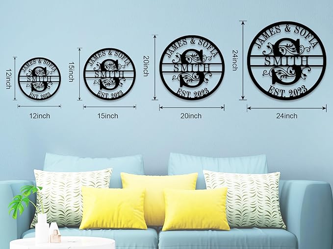 Custom Name Sign Initial Split Letter Monogram Sign Wedding Housewarming Gift