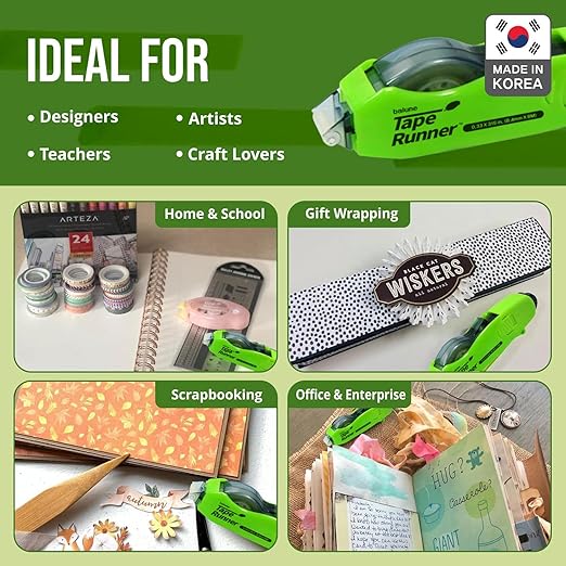 TAPE RUNNER - Double Sided Adhesive with Dispenser Roller Included - Acid Free, Sticky, Transparent - Ideal for Scrapbooking, Crafts & More - Retractable (315 inches per Cartridge), 5 Cartridges
