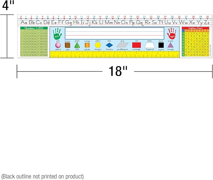 Carson Dellosa Education 36PC Traditional Manuscript Name Plate for Desk, Nametags With Alphabet, Number Line, Addition & 100 Chart, Ruler, and More Classroom Essentials, School Labels for Desk Decor