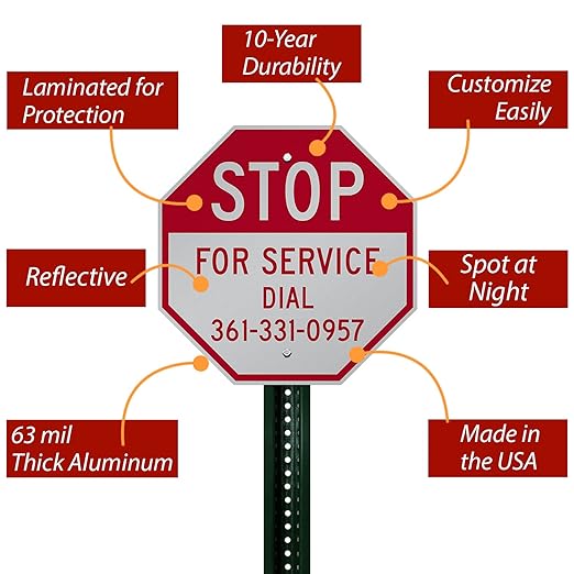SmartSign Custom STOP Sign 12" x 12" 3M Engineer Grade Reflective Aluminum, Personalized Metal Sign for Outdoor, Parking Lots, Gate, Garages, USA-Made