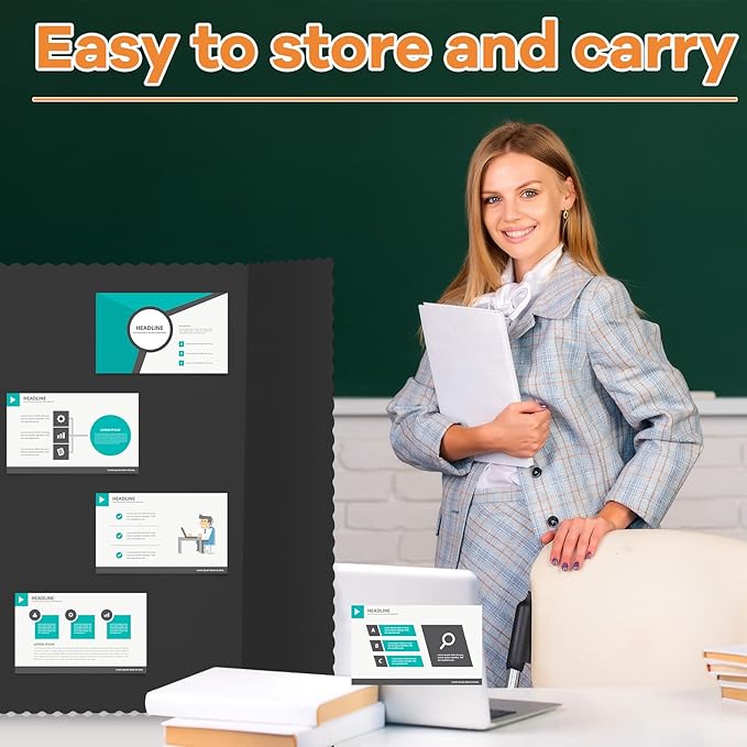 Henoyso 8 Pcs 36 x 48 Inch Black Trifold Poster Board Large Tri Fold Presentation White Display Board Foldable Paperboard for Science Fair School Business Project Exhibition