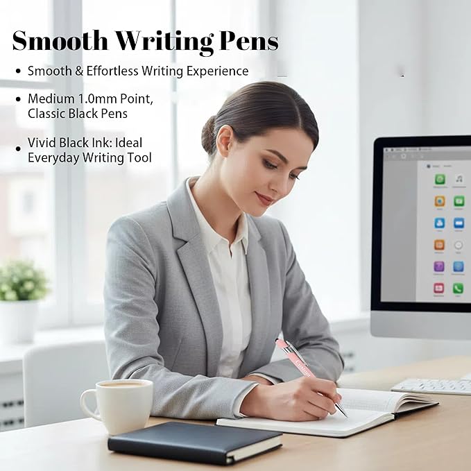 CRME Bulk Custom Pens Personalized Customized Engraved Writing Pen with Name Logo Soft Grip Ball Point Pen for Men Women Smooth Writing Black Ink for Coworkers Nurse Office Supplies Purple