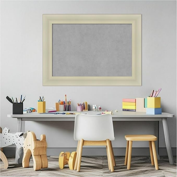Amanti Art Silver Framed Magnetic Board 21x29 Medium Vision Board for use with Magnets, 100% Metal Sheet to Display Items as Office Decor or for Home Organization in mudroom, Kitchen or Kids Room