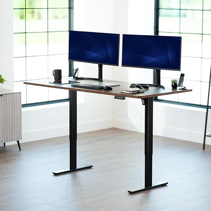 VIVO Electric 71 x 36 in Rustic Standing Desk, Memory Height Adjustment, 1B Series, Holds 220 lbs, Vintage Brown Top Black Frame, DESK-KIT-1B7N-36