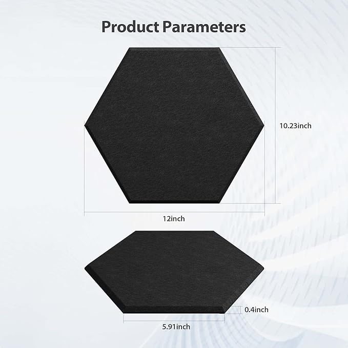 Amantech 12 Pack Acoustic Panels Self Adhesive Sound Proof Foam, High Density Sound Acoustic Foam Panel, 12X10.23X0.4 Inch Hexagon Wall Panels in Home,Office,Reccording Room,Studio(Black)